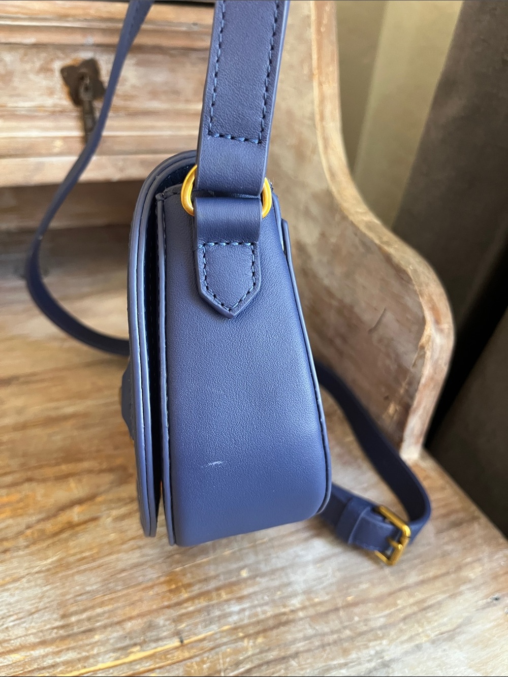 💙 Boden Iris Leather Mini Satchel Blue Crossbody Shoulder Bag - Picture 4 of 11